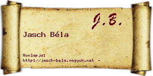 Jasch Béla névjegykártya